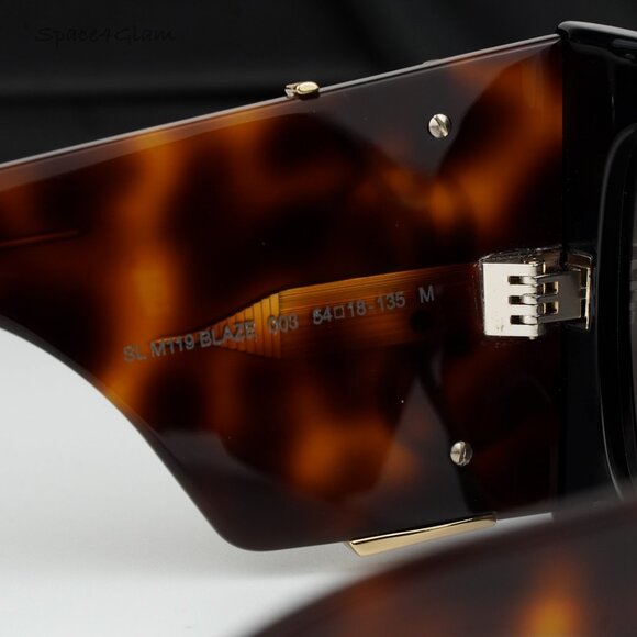 BRAND NEW Saint Laurent SLM119 BLAZE 003 Black Havana Cat Eye Women Sunglasses - Picture 7 of 12